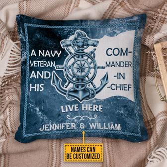 Navy Veteran Live Here Custom Pillow - Gift for Couples - Thegiftio UK