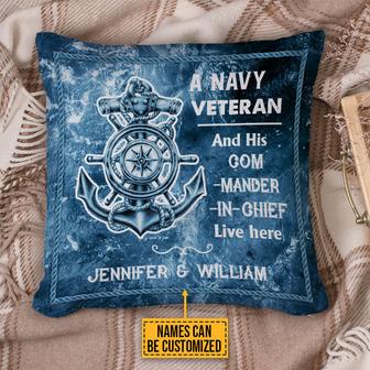 Navy Veteran Ocean A Navy Veteran Live Here Custom Pillow - Thegiftio UK