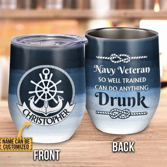 Navy Veteran Well Trained Custom Tumbler - Gift for Veterans - Thegiftio UK