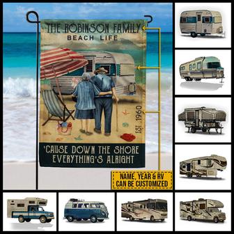 Personalized Old Married Camping Beach Life Flag - Thegiftio UK