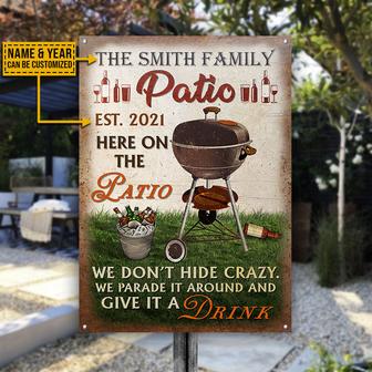 Patio Crazy Here Personalized Metal Sign - Gift for Friends - Thegiftio UK