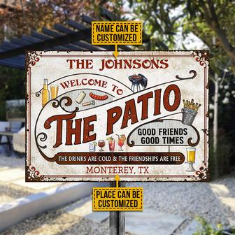 Personalized Patio Grilling Red Drinks Are Cold Metal Sign - Thegiftio UK