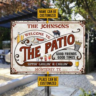 Personalized Patio Grilling Red Sippin Grillin Metal Sign - Thegiftio UK