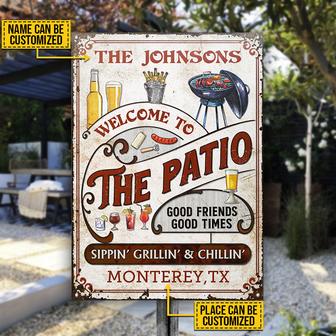 Personalized Patio Grilling Red Sippin Grillin Metal Sign - Thegiftio UK