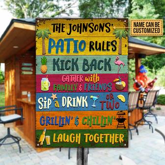 Personalized Patio Rules Kick Back Custom Metal Sign - Gift - Thegiftio UK