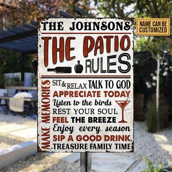 Personalized Patio Rules Sit And Relax Custom Metal Sign - Thegiftio UK