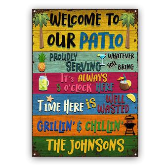 Personalized Patio Welcome Grilling Chilling Metal Sign - Thegiftio UK