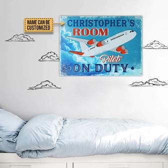 Pilot On Duty Personalized Metal Sign - Gift for Pilots - Thegiftio UK