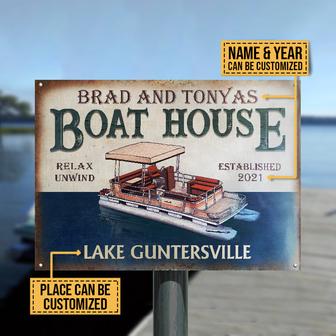 Pontoon Boat House Relax Personalized Metal Sign - Thegiftio UK