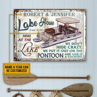 Pontoon Crazy Lake House Custom Metal Sign - Gift for Home - Thegiftio UK