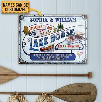 Pontoon Here At The Lake Custom Metal Sign - Thegiftio UK