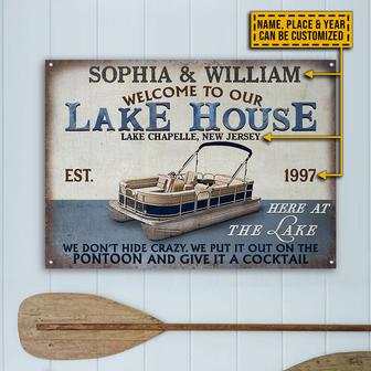 Pontoon Here At The Lake Custom Metal Sign - Gift for Friend - Thegiftio UK
