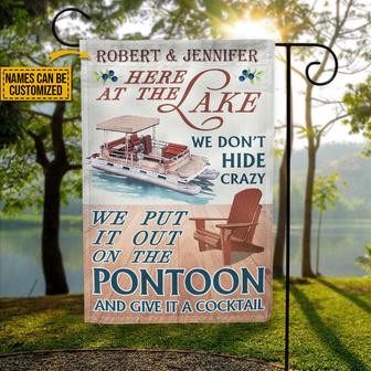 Pontoon Here At The Lake Custom Flag - Gift for Boaters - Thegiftio UK