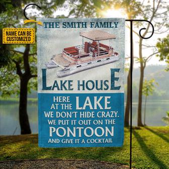 Pontoon Here At The Lake Custom Flag - Gift for Boaters - Thegiftio UK