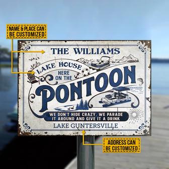 Pontoon Here Crazy Custom Metal Sign - Gift for Boat Lovers - Thegiftio UK