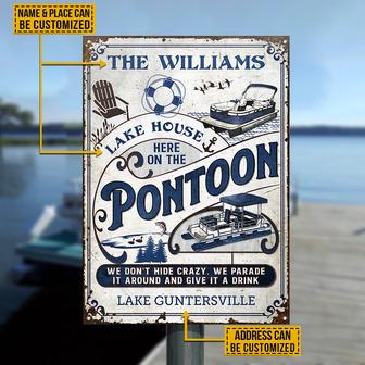 Pontoon Here Crazy Vertical Custom Metal Sign - Boater Gift - Thegiftio UK