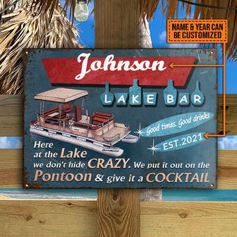 Pontoon Lake Bar Crazy Custom Metal Sign - Gift for Friends - Thegiftio UK