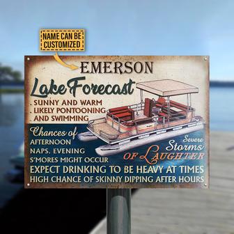 Pontoon Lake Forecast Storms Of Laughter Custom Metal Sign - Thegiftio UK
