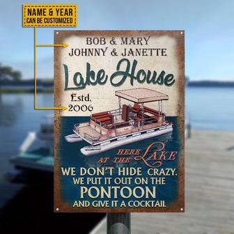 Personalized Pontoon Lake House Crazy 2 Metal Sign - Thegiftio UK