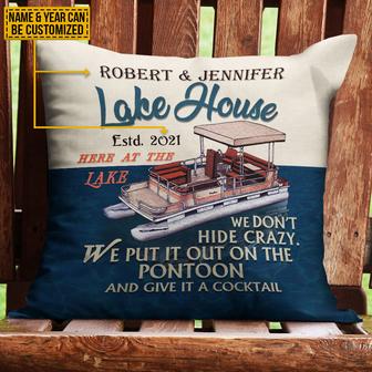 Pontoon Lake House Crazy Personalized Pillow - Gift for Home - Thegiftio UK