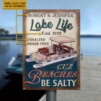 Pontoon Lake Life Salty Custom Metal Sign - Gift for Friends - Thegiftio UK