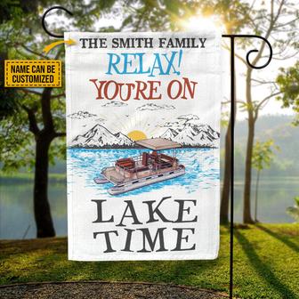 Personalized Pontoon On Lake Time Flag - Gift for Boaters - Thegiftio UK