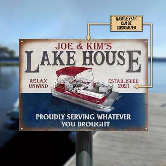 Pontoon Proudly Serving Custom Metal Sign - Gift for Boaters - Thegiftio UK