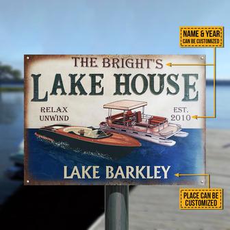 Pontoon Speedboat Lake Relax Custom Metal Sign - Thegiftio UK