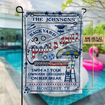 Pool Bar Grill Stars Stripes Custom Flag - 4th Of July Gift - Thegiftio UK