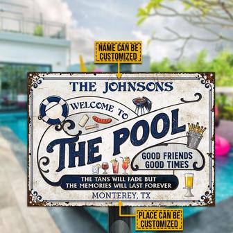 Personalized Pool Grilling Blue The Tans Custom Metal Sign - Thegiftio UK