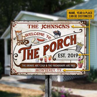 Personalized Porch Grilling Red Drinks Are Cold Metal Sign - Thegiftio UK