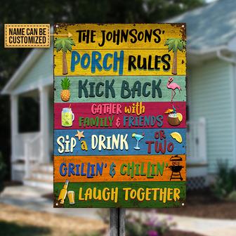 Personalized Porch Rules Kick Back Custom Metal Sign - Gift - Thegiftio UK