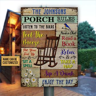Personalized Porch Rules Listen To Birds Custom Metal Sign - Thegiftio UK