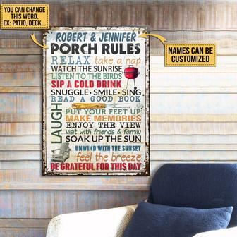 Personalized Porch Rules Relax Sunshine Custom Metal Sign - Thegiftio UK