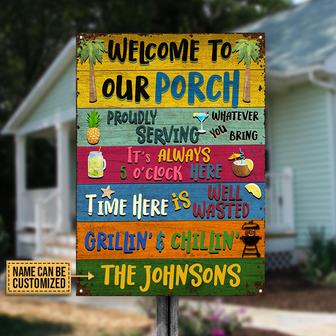 Personalized Porch Welcome Grilling Chilling Metal Sign - Thegiftio UK