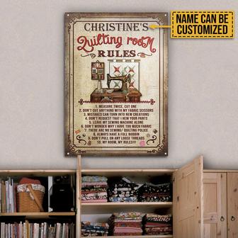 Quilting Room My Rules Custom Metal Sign - Gift for Quilters - Thegiftio UK