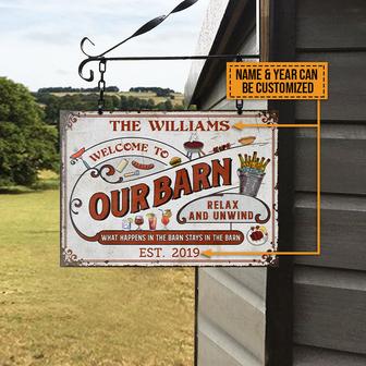 Personalized Red Farm Barn What Happens Metal Sign - Gift - Thegiftio UK