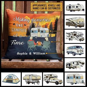 Retro Camping Couple Personalized Pillow - Gift for Couples - Thegiftio UK