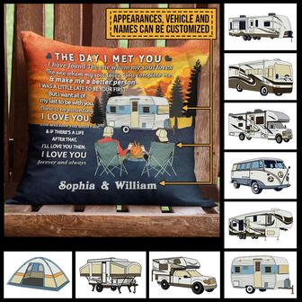 Personalized Retro Camping Couple Pillow - Gift for Couples - Thegiftio UK