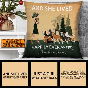 Personalized Retro Dog Girl Custom Pillow - Dog Lovers Gift - Thegiftio UK