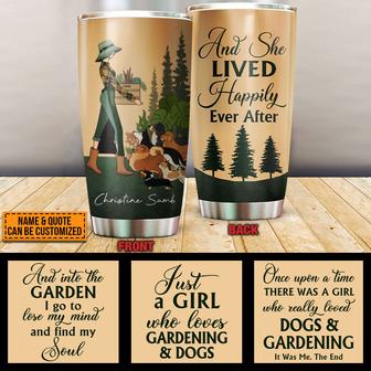 Retro Garden Girl Loves Dogs Custom Tumbler - Gift for Dogs - Thegiftio UK