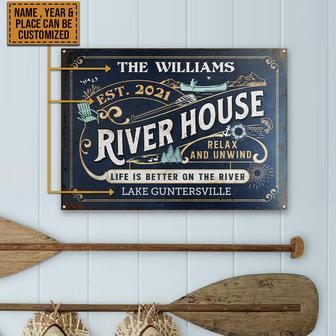 River House Life Better Custom Metal Sign - Gift for Home - Thegiftio UK