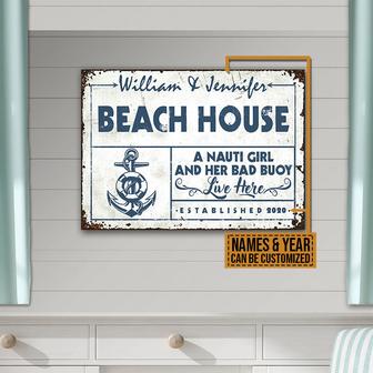 Sailor Beach House A Nauti Girl Personalized Metal Sign - Thegiftio UK