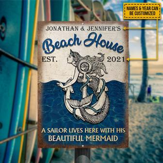 Personalized Sailor Mermaid Beach House Metal Sign - Gift - Thegiftio UK