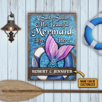 Sailor Mermaid Float Live Here Custom Metal Sign - Home Gift - Thegiftio UK
