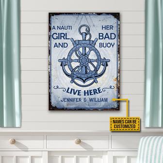 Sailor Nauti Live Here Custom Metal Sign - Gift for Couples - Thegiftio UK