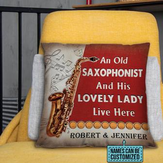 Saxophone Old Couple Personalized Pillow - Gift for Couples - Thegiftio UK