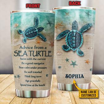 Sea Turtle Advice Custom Tumbler - Gift for Beach Lovers - Thegiftio UK