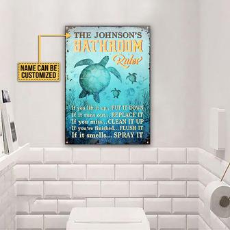 Sea Turtle Bathroom Rules Custom Metal Sign - Gift for Home - Thegiftio UK