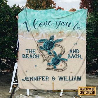 Personalized Sea Turtle Beach And Back Customized Fleece Blanket - Thegiftio UK